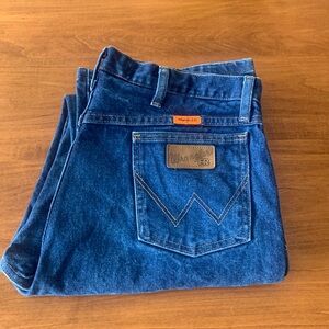 - Wrangler FR Flame Resistant  Relaxed Blue Jeans